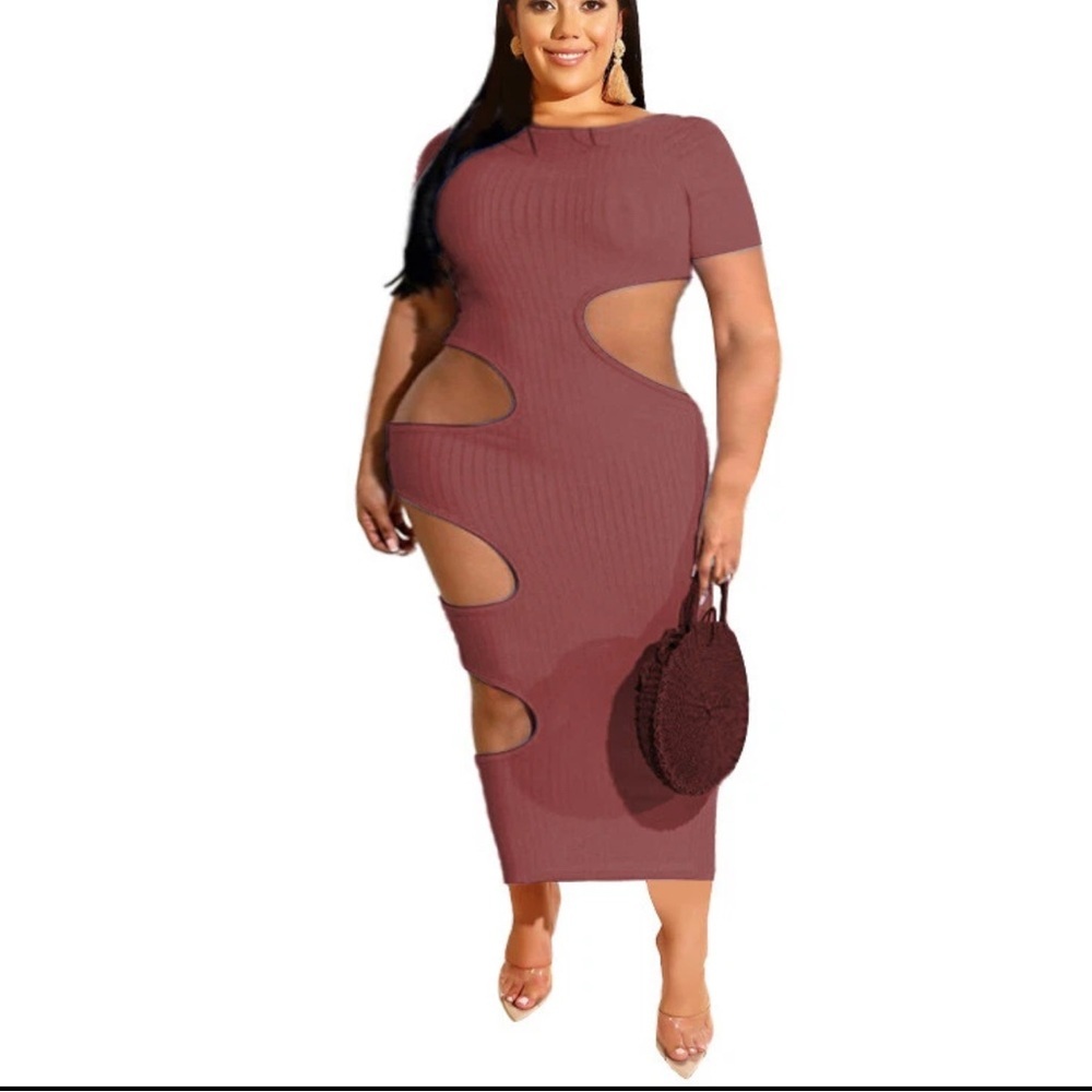 Tan Cut-out dress